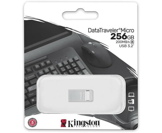  USB-флешка Kingston Micro 256GB USB3.0 серебристый (DTMC3G2/256GB) 
