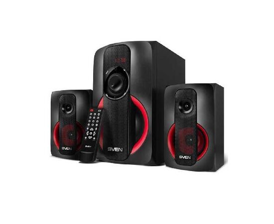  Акустическая система 2.1 SVEN MS-304, FM-тюнер, USB/SD, дисплей, ПДУ, Bluetooth, мощн. 20 Вт+2х10 Вт, чёрный 