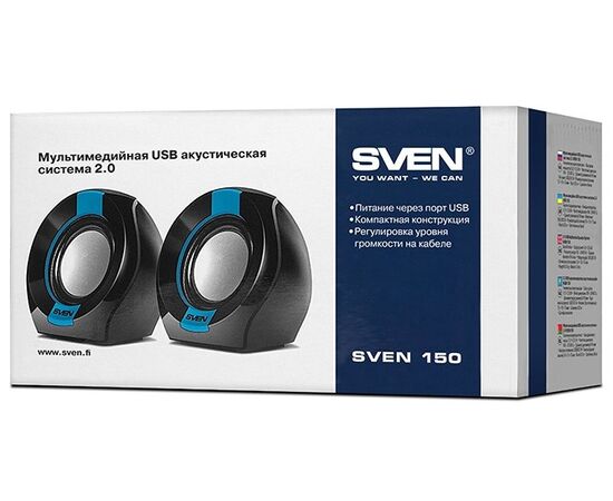  Акустическая система 2.0 SVEN 150 черный/синий 