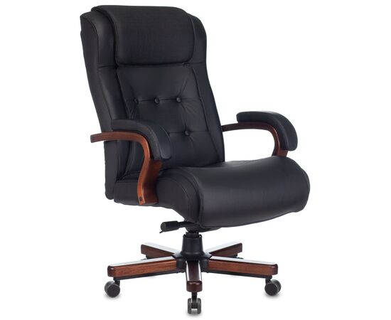  Кресло Бюрократ T-9926Walnut/Black кожа черный 