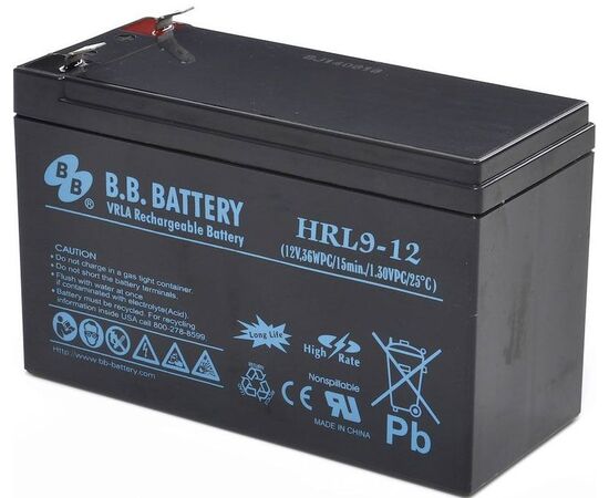  АКБ 12В 9,0Ач BB Baterry HR 9-12, 2,75 kg, 151x65x94 mm 