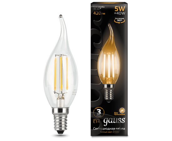  Лампочка Gauss 104801105 Filament Свеча 