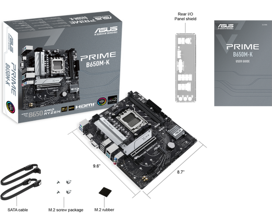  MB sAM5 ASUS PRIME B650M-K 90MB1F60-M0EAY0 mATX 2xDDR5 PCIEx16 2xPCIEx1 2xM.2 HDMI VGA 2.5GLAN 