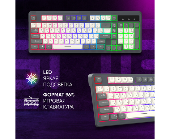  Клавиатура OKLICK 731G серый/белый 