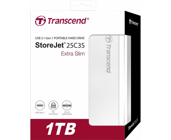  Внешний HDD Transcend StoreJet 25C3S (TS1TSJ25C3S), 1 Тб, USB 3.1 gen.1 Type-C / Type-A 