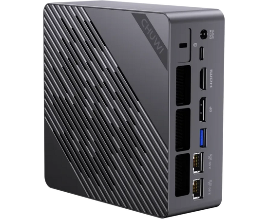  Неттоп Chuwi CWI606AIP-Win11Pro AuBox AMD Ryzen AI 9 365(2Ghz)/32768Mb/1024PCISSDGb/Int:AMD Radeon 880M/BT/WiFi/war 1y/0.74kg/Gold+Black 