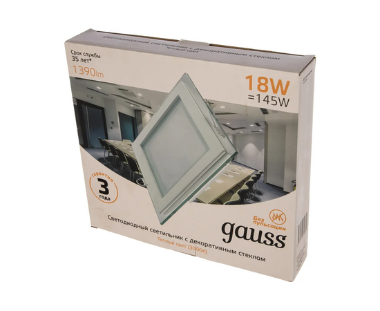  Светильник потолочный GAUSS 948111118, 18Вт, x1шт, встроенный, врезной, белый 