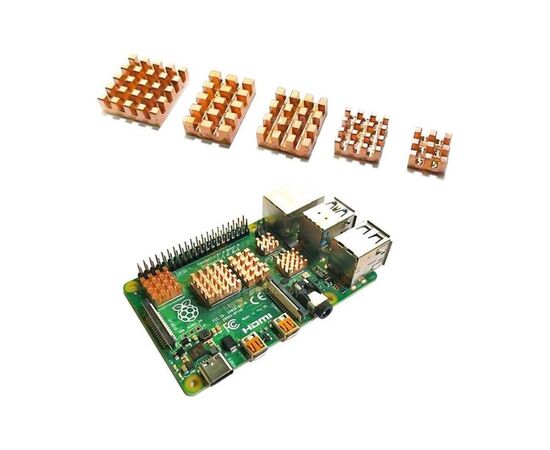  Набор радиаторов №2 ACD RA603-1 5 in 1 для Raspberry 4B 1шт. 17х17х5mm 1шт. 14х10х5mm 1шт. 12х13х5mm 2шт. 5х5х5mm 