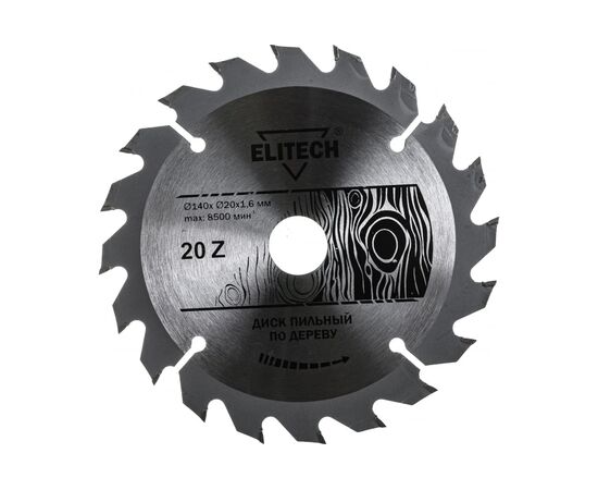  Диск пильный ELITECH 1 820.0527, ф140ммх20/16 ммх1,6мм, 20 зуб, для дерева 