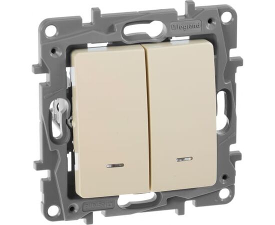  Выключатель Legrand Etika (672304) скрыт. 2кл. с подсветкой IP20 слоновая кость 