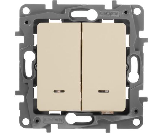  Выключатель Legrand Etika (672304) скрыт. 2кл. с подсветкой IP20 слоновая кость 
