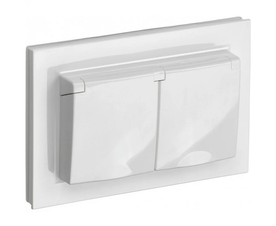  Розетка IEK Brite РСбш12-3-44-БрБ (BR-R26-16-44-K01-F) силовая двойн. скрыт. зазем. штор. крыш. IP44 белый (упак. 1шт) 