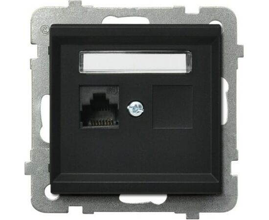 Розетка компьютерная Ospel Sonata (GPK-1R/K/m/33) 1-я, категория 5e, RJ-45, без рамки черный металлик 