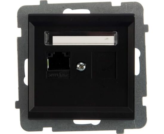  Розетка компьютерная Ospel Sonata (GPK-1R/K/m/33) 1-я, категория 5e, RJ-45, без рамки черный металлик 