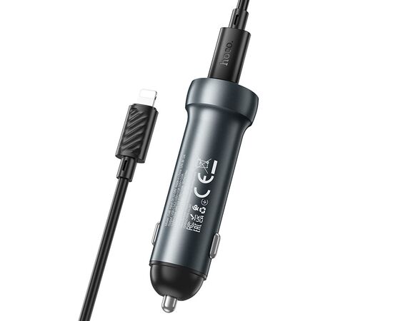  АЗУ HOCO Z54B Prosperous 2Type-C, PD 60Вт, кабель 8 pin-Type-C, 1,0м серый 