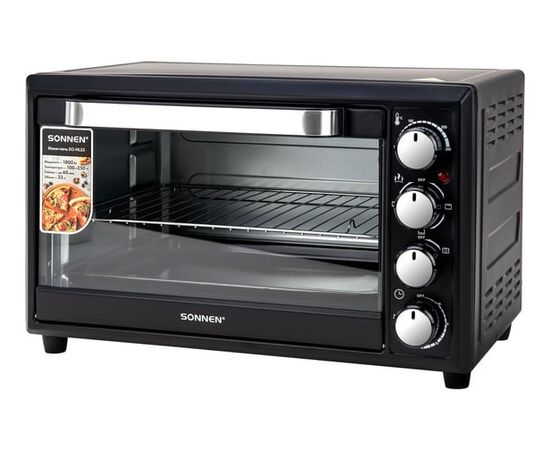  Мини-печь SONNEN EO-HL33 (458305) 1800Вт, 33л, 3 режима нагрева, таймер, механическое управление, черная 