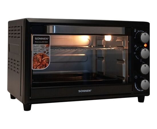  Мини-печь SONNEN EO-HL33 (458305) 1800Вт, 33л, 3 режима нагрева, таймер, механическое управление, черная 