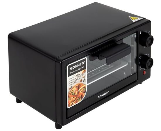 Мини-печь SONNEN EO-1001 (458308) 800Вт, 10л, таймер, нагрев до 230 °C, черная 