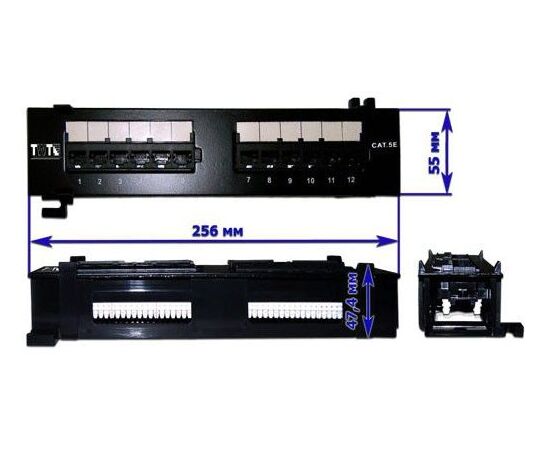  Патч-панель Lanmaster TWT-PP12UTP-H 10" 1U 12xRJ45 кат.5e UTP 